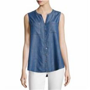 NWOT Liz Claiborne Sleeveless Chambray Top